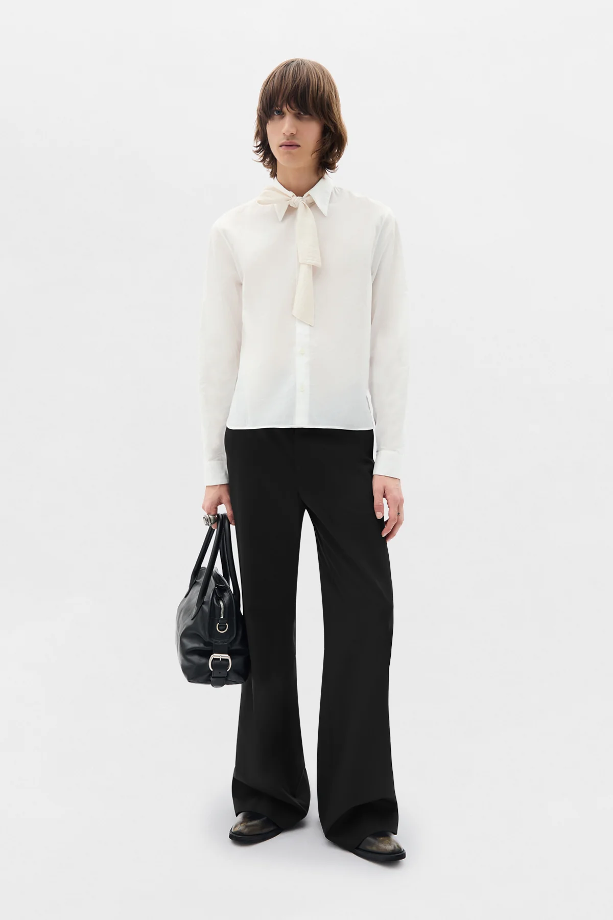 Stack Comfort Cropped Shirt with Necktie - Image 4