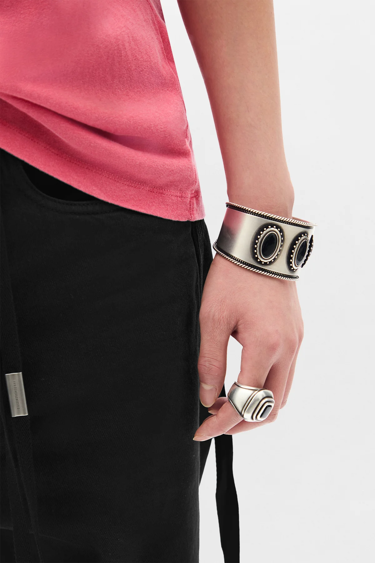 Luba Small Cabochon Engraved Cuff Bracelet - Image 4