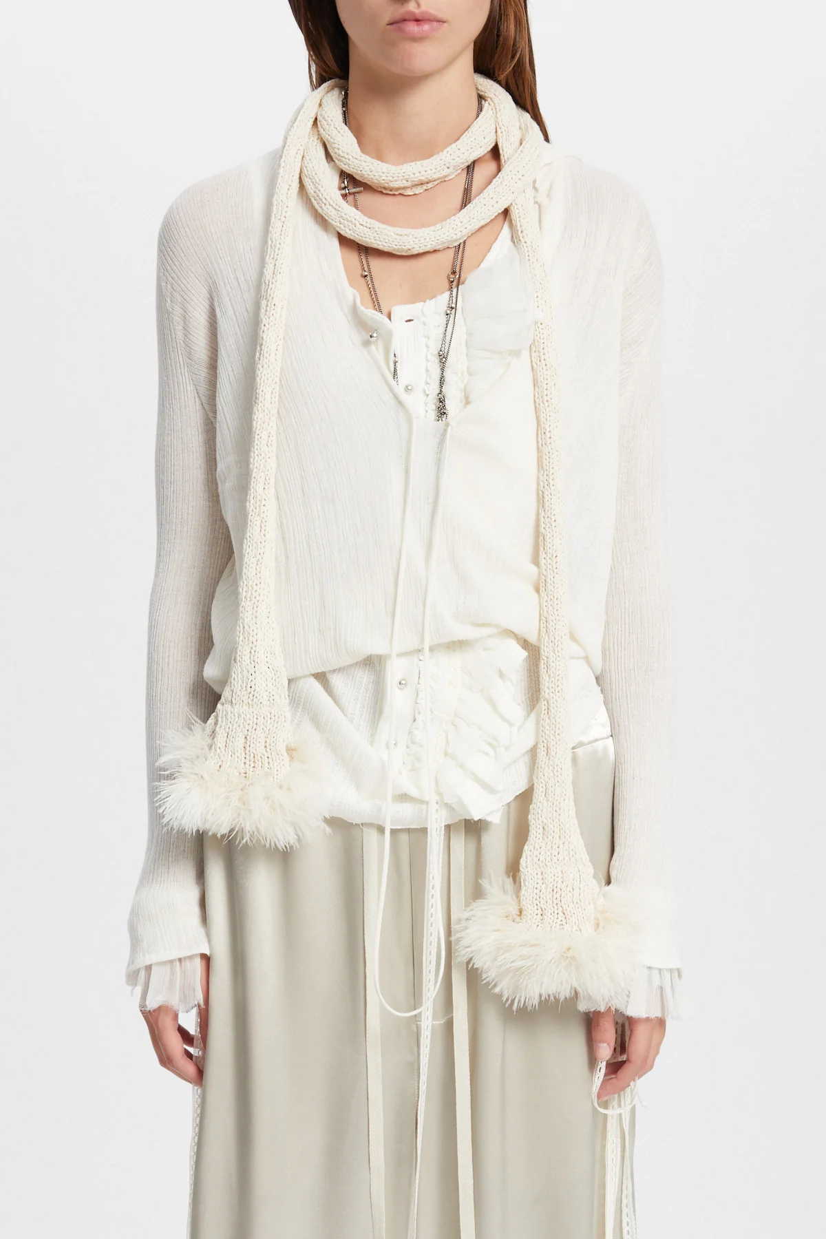 Rae Ribbed Scarf With Feathered Ruffles - Image 3