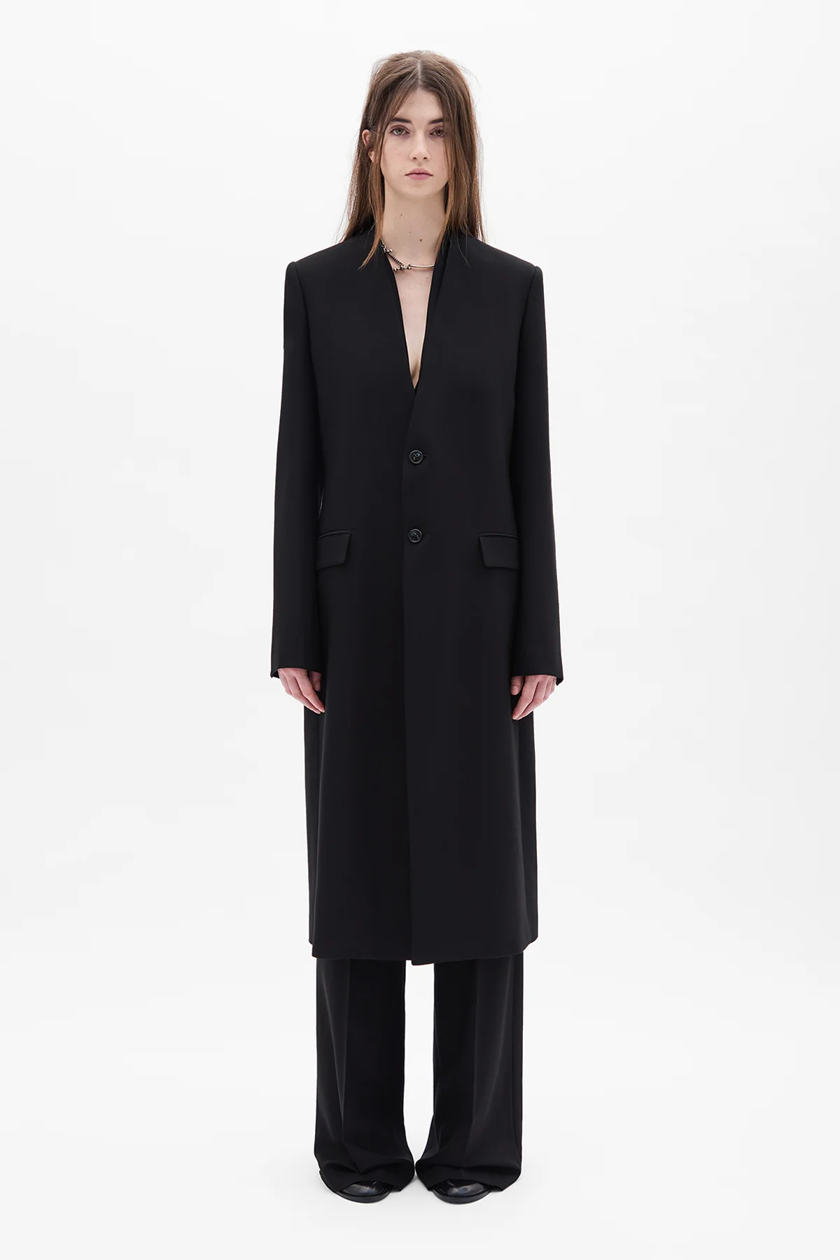 Kaat Straight Collarless Coat