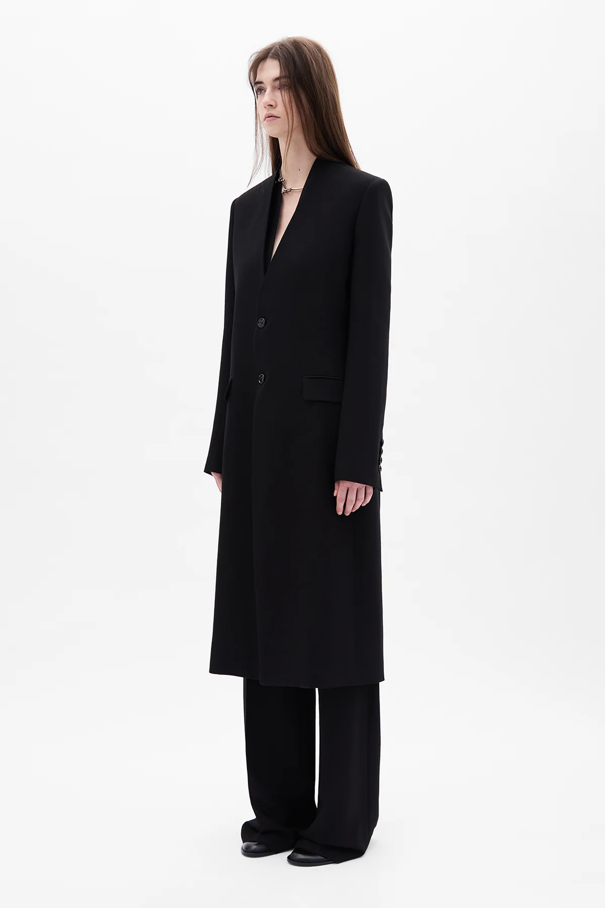 Kaat Straight Collarless Coat - Image 2