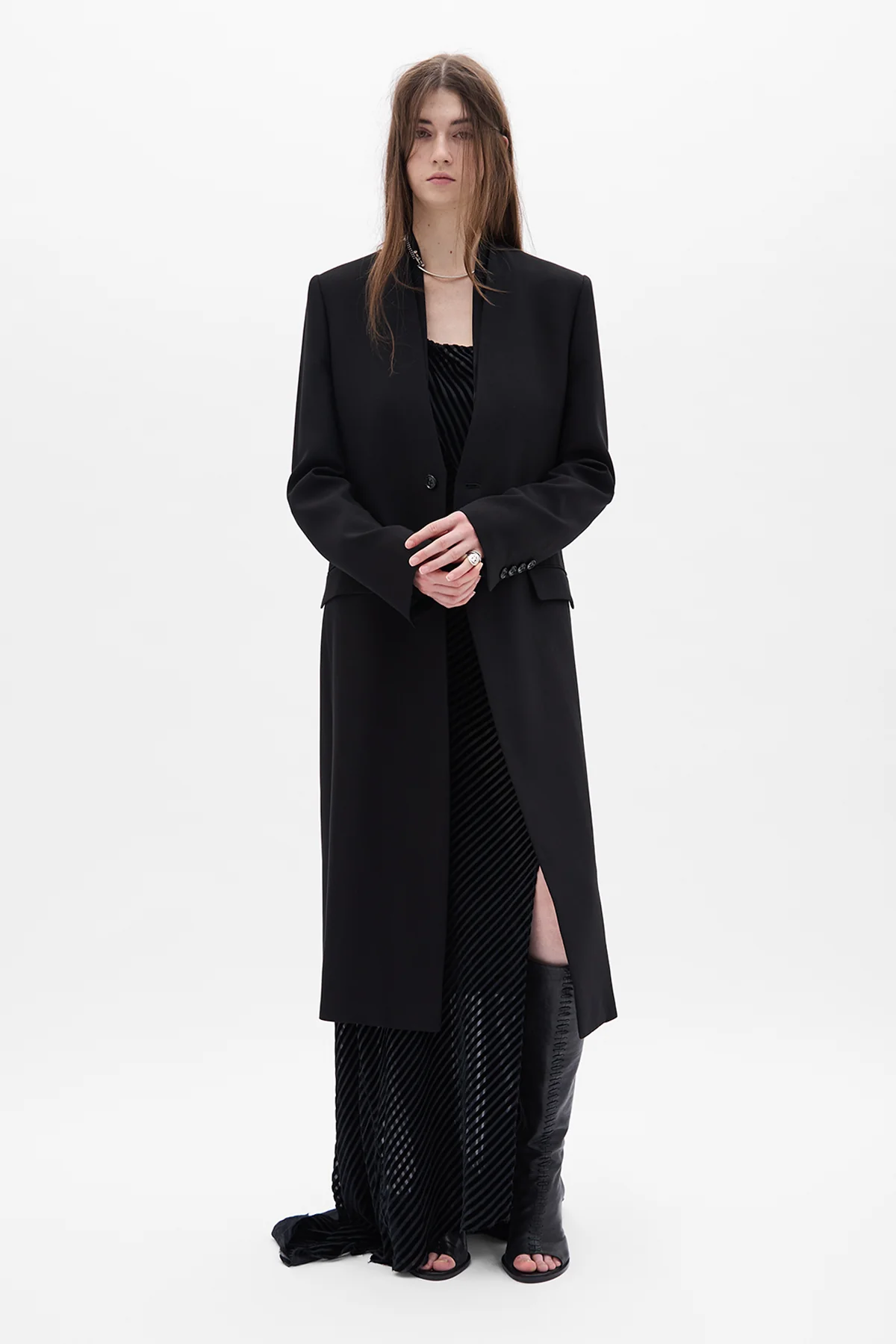 Kaat Straight Collarless Coat - Image 4