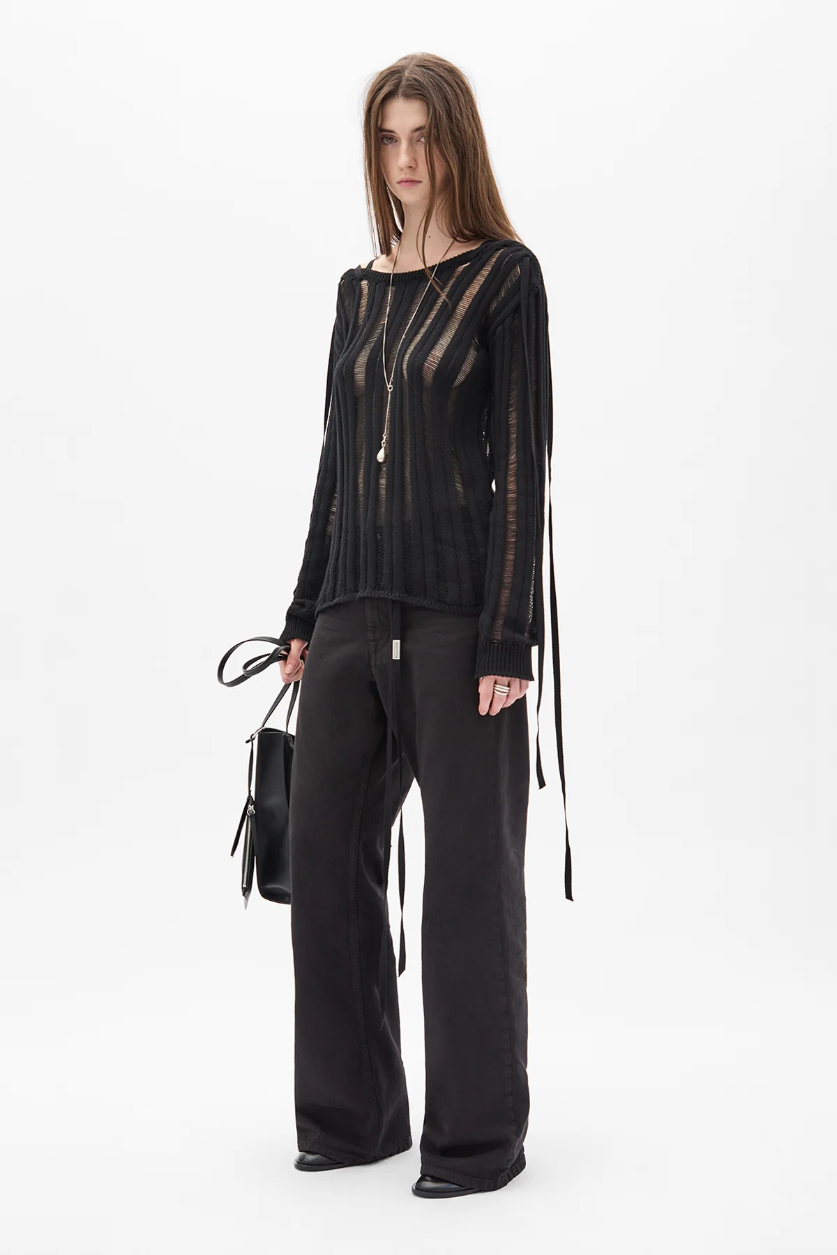 Gala Ladder Stitch Cropped Sweather With Laces - Image 4