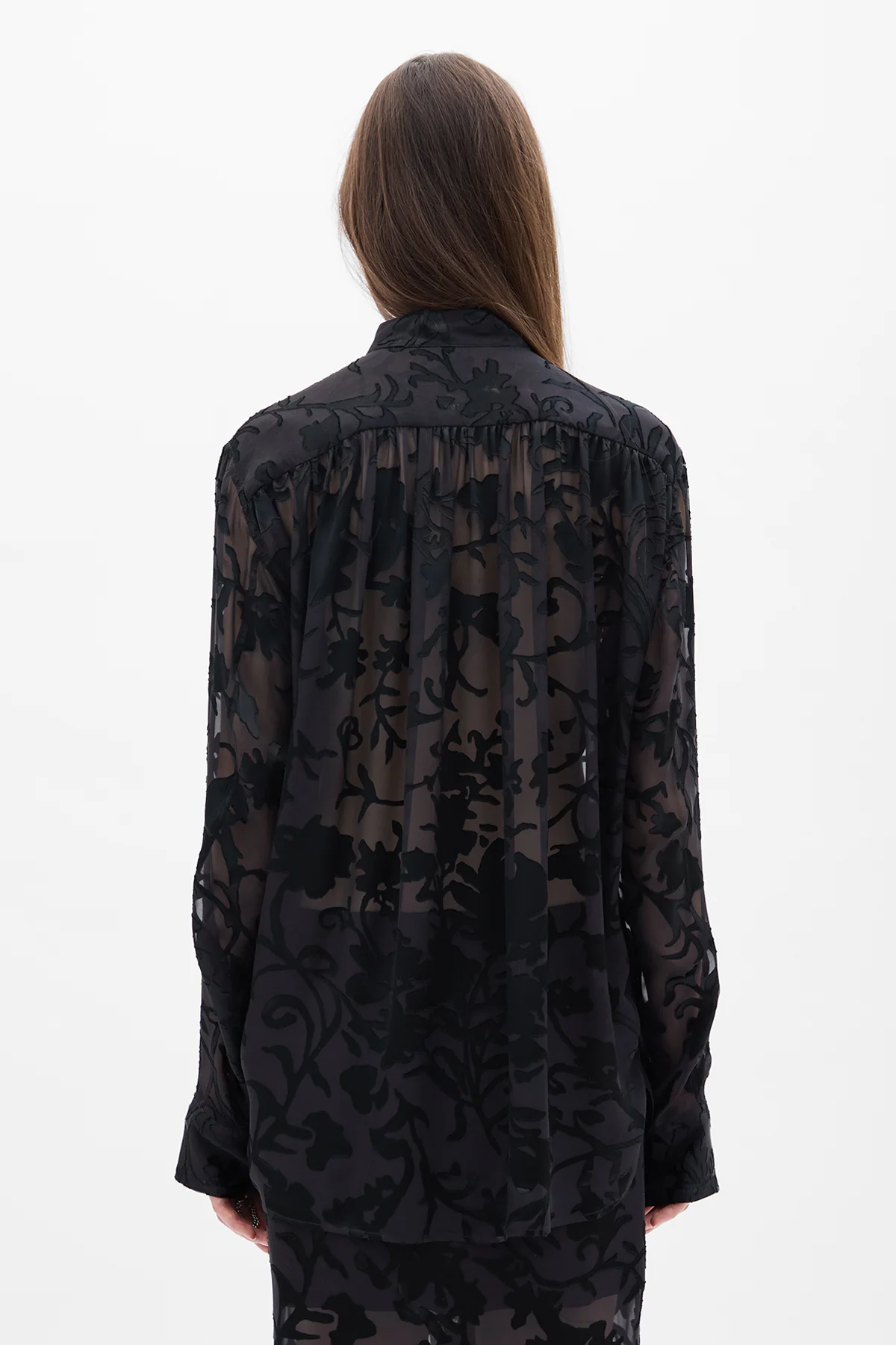 Dien Standard Collar Long Shirt with Foulard - Image 3