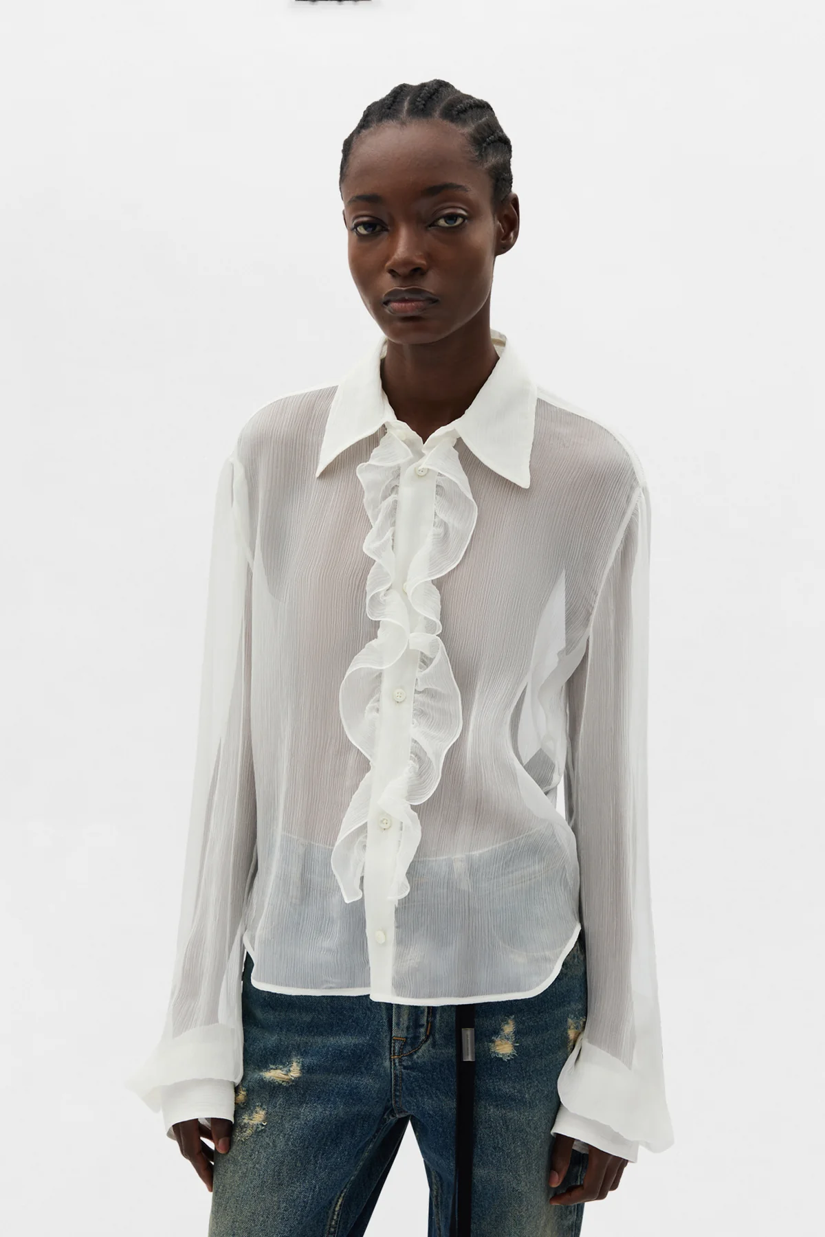 Erma Slim Fit Ruffled Shirt