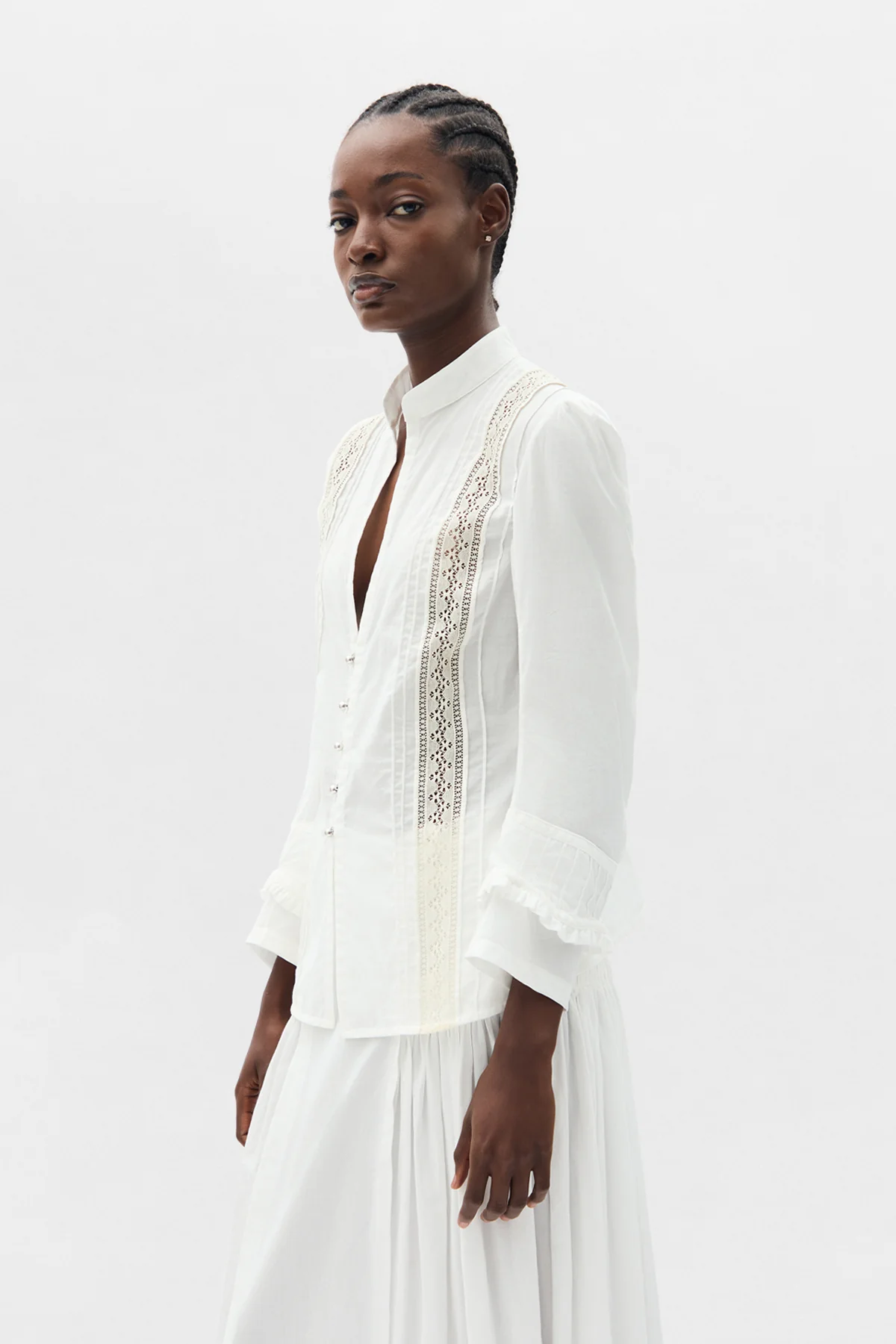 Lidy Open Front Shirt with Lace Ribbons - Image 2