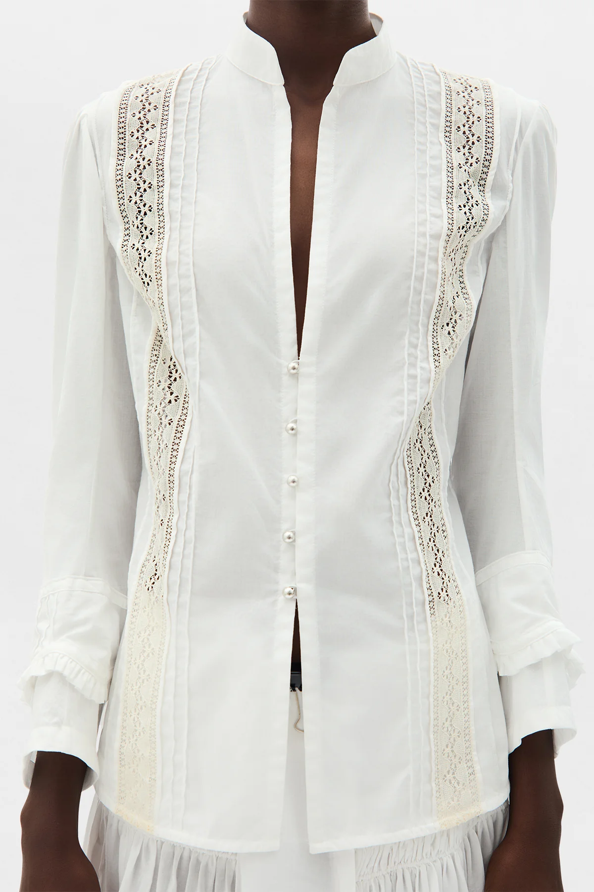 Lidy Open Front Shirt with Lace Ribbons - Image 5