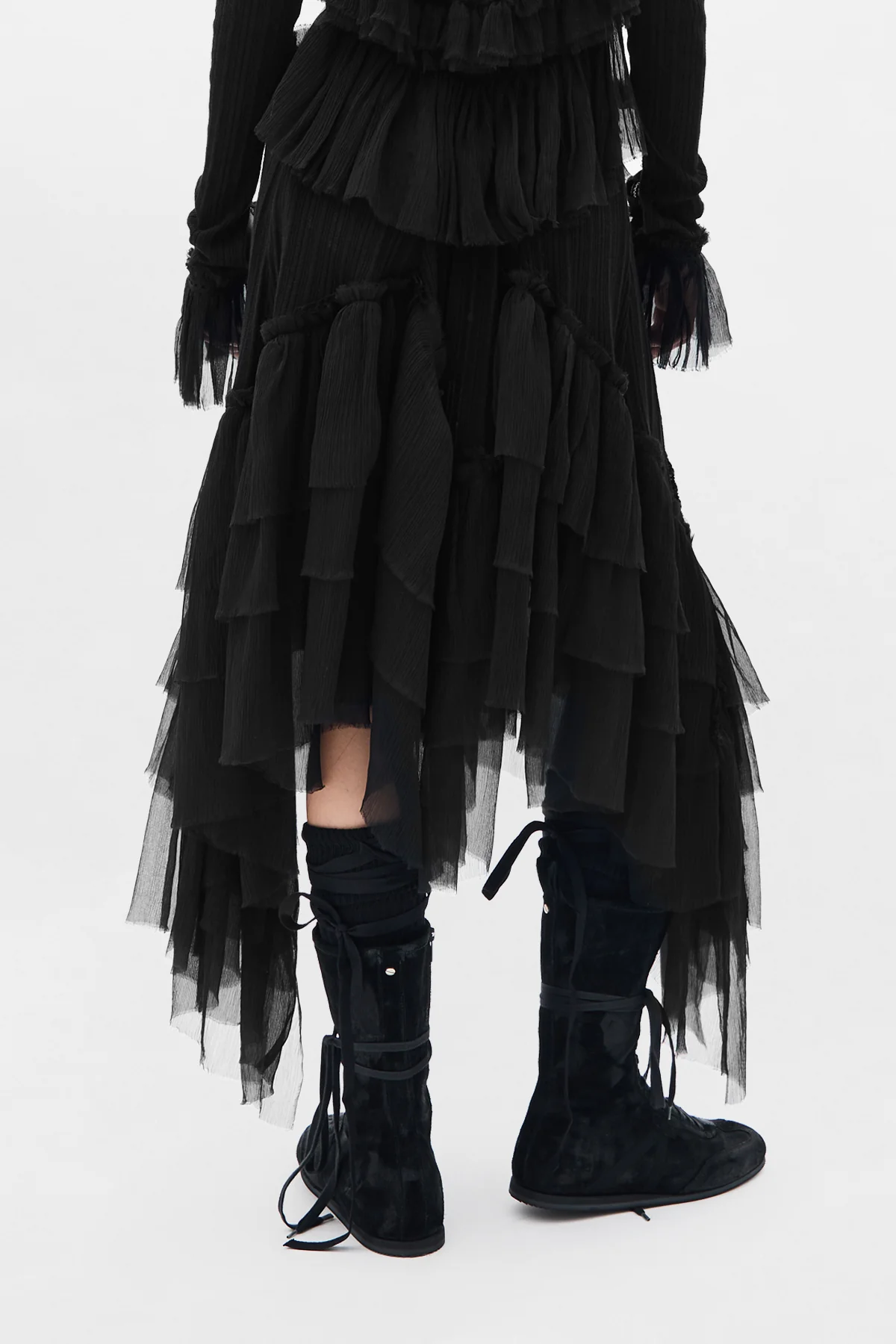 Bete Midi Skirt with Silk Creponne Ruffles - Image 3