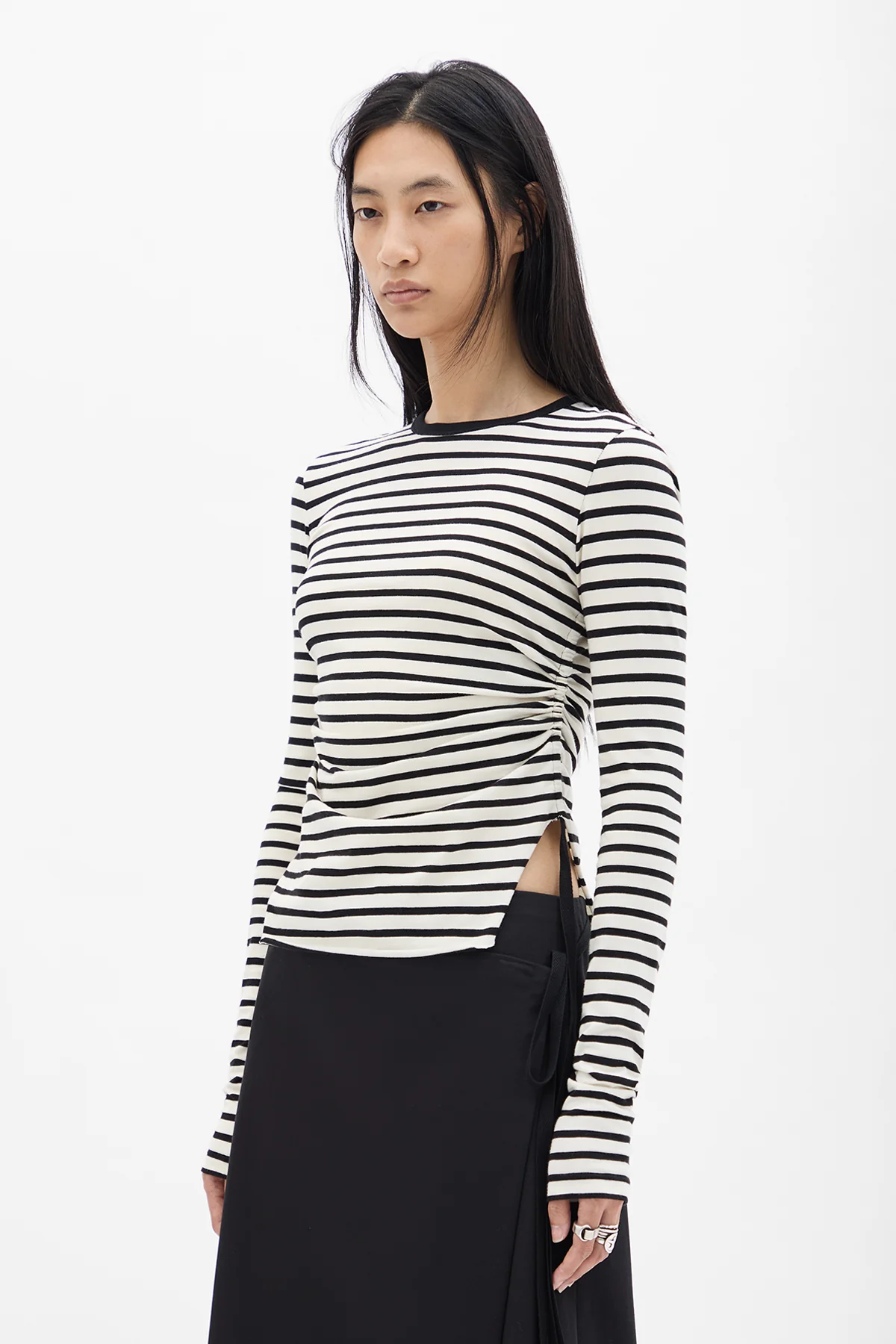 Oke Wrinkled Cropped Long Sleeve Top - Image 2
