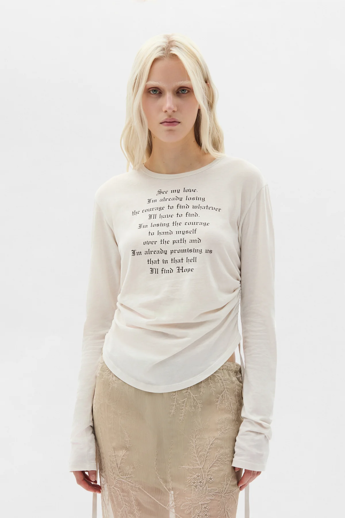 Dot Wrinkled Cropped Long Sleeve Top