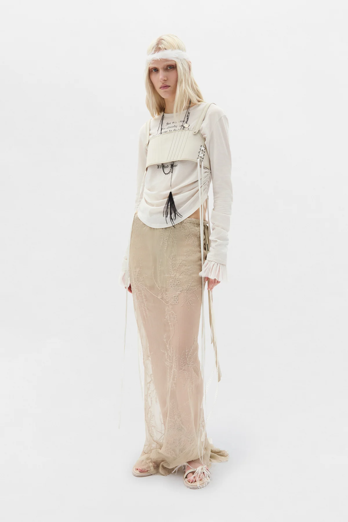 Dot Wrinkled Cropped Long Sleeve Top - Image 4