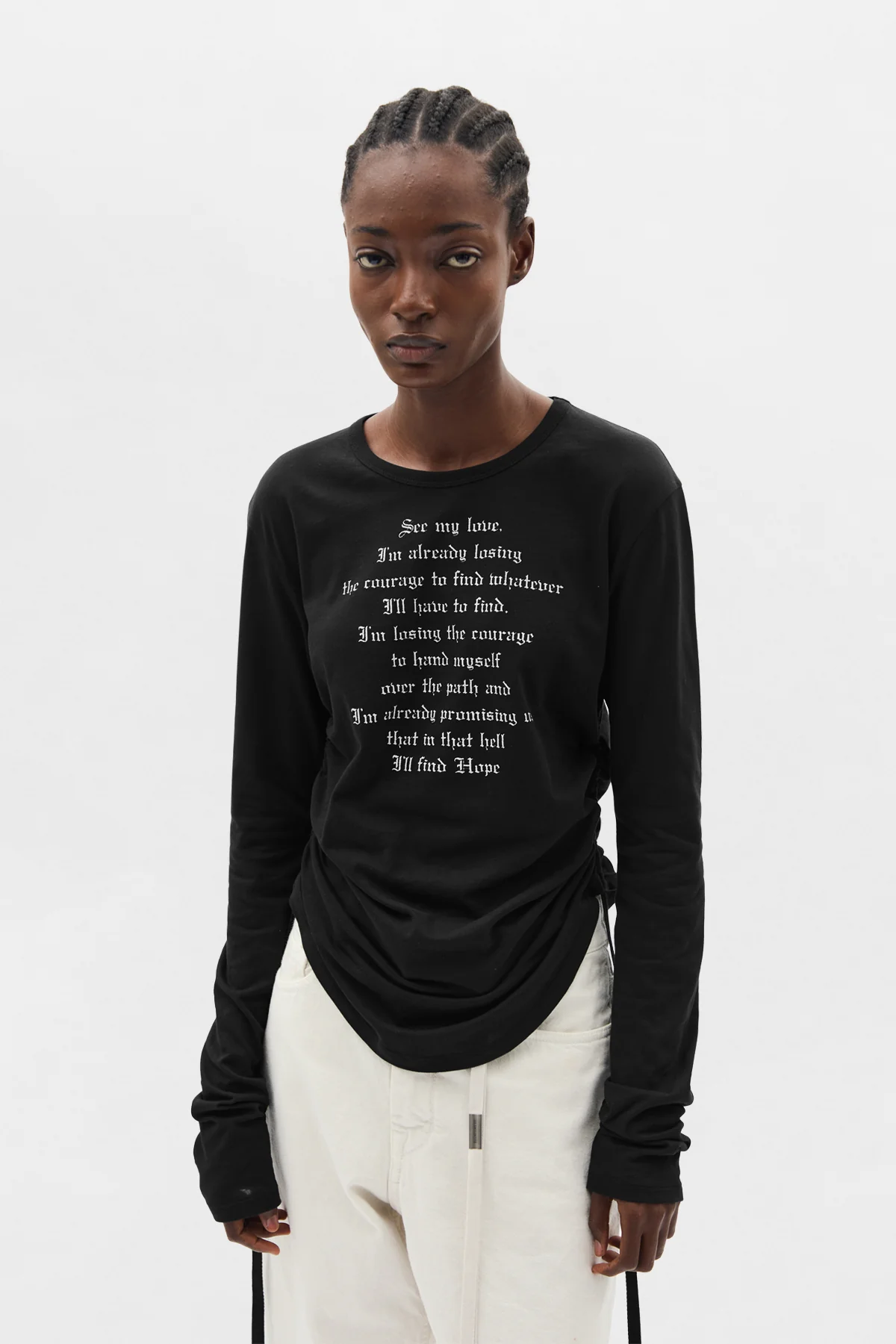 Dot Wrinkled Cropped Long Sleeve Top