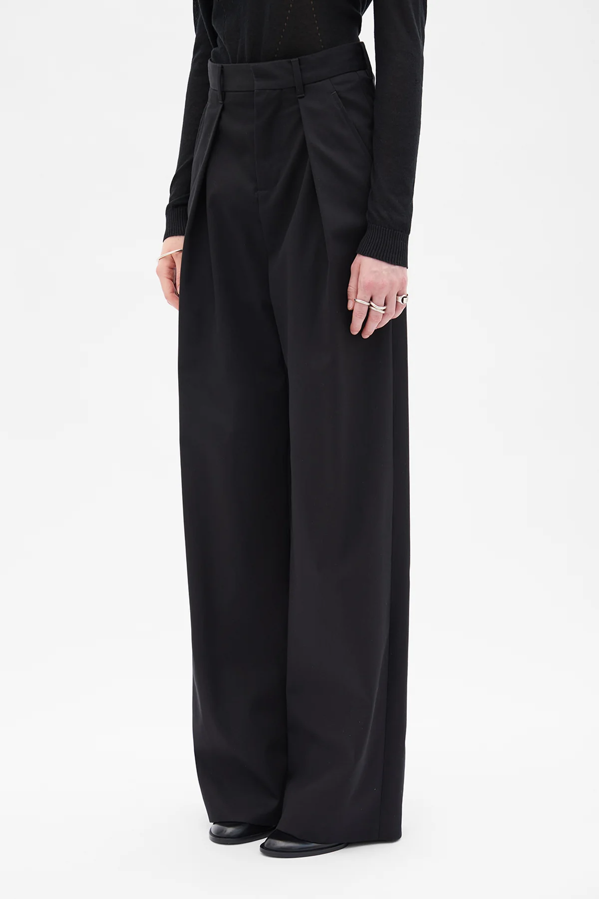 Nouke Wide Leg Pleated Trousers - Image 2